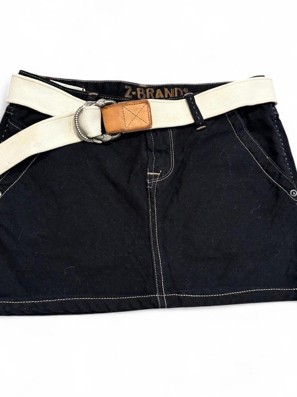 Z-Brand Black Mini Skirt with Canvas Belt Accent